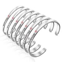 Stainless Steel Bangle, plated, Unisex & different styles for choice & with letter pattern, more colors for choice, 6x2mm, Inner Diameter:Approx 65mm, Sold By PC