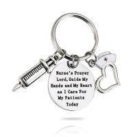 Stainless Steel Key Clasp, Unisex & with letter pattern & enamel, original color, 25mm, Sold By PC