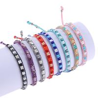 Bracelet de perles de verre, cristal, avec Seedbead, Réglable & bijoux de mode & pour femme, plus de couleurs à choisir, 150-260mm, 3brintoron/lot, Vendu par lot