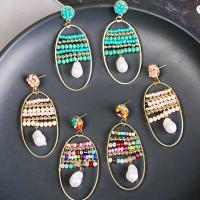 Tibetan Style Drop Earring, with Seedbead, gold color plated, Bohemian style & for woman, more colors for choice, nickel, lead & cadmium free, 72x33mm, Sold By Pair