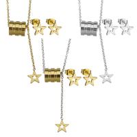 Fashion Stainless Steel Jewelry Sets Stud Earring & necklace plated 2 pieces & fashion jewelry & for woman 1.5mm Length 17.2 Inch Sold By Set