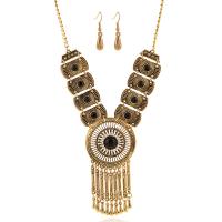 Tibetan Style Jewelry Sets, earring & necklace, with 2inch extender chain, plated, twist oval chain & for woman & with rhinestone, more colors for choice, Length:Approx 17.7 Inch, Sold By Set