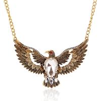 Tibetan Style Jewelry Necklace, with 2inch extender chain, Eagle, plated, Unisex & twist oval chain & with rhinestone, more colors for choice, nickel, lead & cadmium free, 105x55mm, Length:Approx 17.7 Inch, Sold By PC
