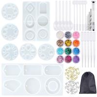 DIY Epoxy Mold Set Silicone Cabochon & Pendant Casting Molds and Tools Set with a Black Storage Bag for DIY Jewelry Craft Making durable Sold By Set