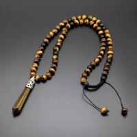 Natural Stone Necklace, with Tiger Eye, handmade, fashion jewelry & Unisex, 51cm-80cm, Sold By Strand
