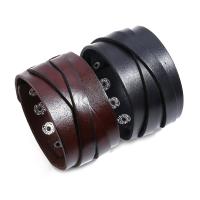 Cowhide Bracelet, Faux Leather, with Iron, plated, fashion jewelry & for man, more colors for choice, 235x42mm, Sold By PC
