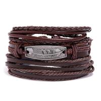 Cowhide Bracelet Faux Leather bracelet with Zinc Alloy plated three pieces & fashion jewelry & Unisex 60mm Sold By Set