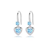 Cubic Zirconia Micro Pave Sterling Silver Earring, 925 Sterling Silver, Heart, platinum plated, hypo allergic & micro pave cubic zirconia & for woman, more colors for choice, 9.50x25mm, Sold By Pair