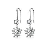 Cubic Zirconia Micro Pave Sterling Silver Earring 925 Sterling Silver Snowflake platinum plated hypo allergic & micro pave cubic zirconia & for woman Sold By Pair