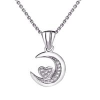 925 Sterling Silver Necklaces plated oval chain & micro pave cubic zirconia & for woman Sold Per Approx 16.5 Inch Strand