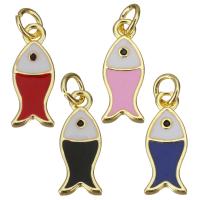 Brass Jewelry Pendants Fish gold color plated DIY & enamel Approx 3.5mm Sold By Lot