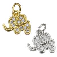 Cubic Zirconia Micro Pave Brass Pendant, Elephant, plated, DIY & micro pave cubic zirconia, more colors for choice, 10x2x12.50mm, Hole:Approx 3.5mm, 20PCs/Lot, Sold By Lot