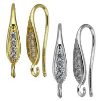 Brass Hook Earwire, plated, micro pave cubic zirconia, more colors for choice, 4x21x10mm,1mm, 20Pairs/Lot, Sold By Lot