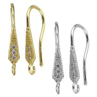 Brass Hook Earwire, plated, micro pave cubic zirconia, more colors for choice, 4x25x11mm,1mm, Hole:Approx 2mm, 20Pairs/Lot, Sold By Lot