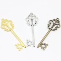 Tibetan Style Key Pendants, plated, DIY, more colors for choice, nickel, lead & cadmium free, 58x18x3mm, Sold By PC
