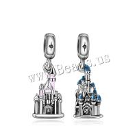 European Style Tibetan Style Dangle Beads, Castle, plated, DIY & enamel, more colors for choice, nickel, lead & cadmium free, 10x31mm, Sold By PC