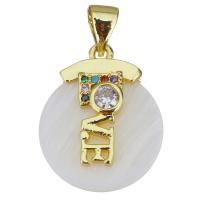 Cubic Zirconia Micro Pave Brass Pendant, plated, fashion jewelry & DIY & with cubic zirconia, nickel, lead & cadmium free, 15x18.50x4mm, Hole:Approx 3.5x4mm, 10PCs/Lot, Sold By Lot