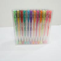 Gel Pen, Plastic, met PVC-plastic, gekleurde vulling & voor kinderen, gemengde kleuren, 150mm, 48pC's/box, Verkocht door box