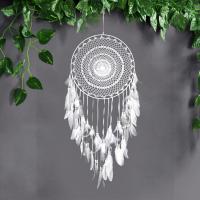 Fashion Dream Catcher Flocking Fabric with Cotton Thread & Feather & Wood & Iron handmade dyed & woven pattern 1100mm Sold By PC
