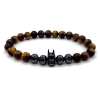 Gemstone Bracelets, Tiger Eye, with Abrazine Stone & Labradorite, fashion jewelry, more colors for choice, 19-20cmx8mm, Sold By PC