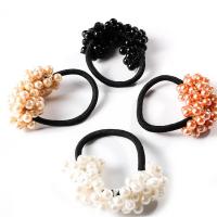 Ponytail Holder, Elastic Thread, with Plastic Pearl, for woman, more colors for choice, 70mm, Sold By Strand