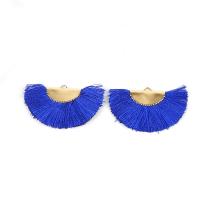 Polyester and Cotton Tassel Earring Findings Fan plated DIY nickel lead & cadmium free Sold By Bag