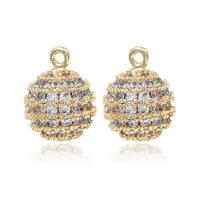 Cubic Zirconia Micro Pave Brass Pendant, Round, gold color plated, micro pave cubic zirconia, metallic color plated, 10x12mm, Hole:Approx 2mm, 20PCs/Lot, Sold By Lot