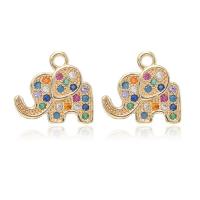 Cubic Zirconia Micro Pave Brass Pendant, Elephant, gold color plated, micro pave cubic zirconia, metallic color plated, 12x12mm, Hole:Approx 2mm, 20PCs/Lot, Sold By Lot