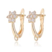 Brass Earring Stud Component gold color plated micro pave cubic zirconia metallic color plated Approx 2.5mm Sold By Lot