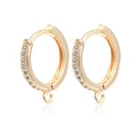 Brass Hoop Earring Components, gold color plated, micro pave cubic zirconia, metallic color plated, 15x16mm, Hole:Approx 2mm, 20Pairs/Lot, Sold By Lot