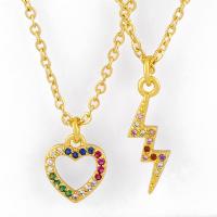 Cubic Zircon Micro Pave Brass Necklace, with Cubic Zirconia, fashion jewelry, gold, 45cm+5cmx1.1cmx1cm, Sold By PC