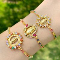 Cubic Zirconia Micro Pave Brass Bracelet with Cubic Zirconia fashion jewelry golden Sold By PC