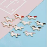 Zinc Alloy Pendants Unicorn plated DIY & enamel nickel lead & cadmium free 20mm Sold By Bag