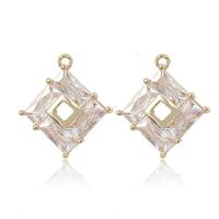 Cubic Zirconia Micro Pave Brass Pendant Rhombus gold color plated micro pave cubic zirconia & hollow white Sold By Lot