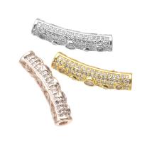 Brass Tube Beads, plated, DIY & micro pave cubic zirconia, more colors for choice, 24x6mm, Hole:Approx 3mm, Sold By PC