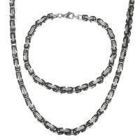 Conjuntos de joyería de acero inoxidable, pulsera & collar, unisexo, 4mm, longitud:aproximado 24 Inch, Vendido por Set