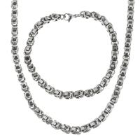 Fashion Stainless Steel Jewelry Sets, Unisex, silver color, 6mm, Length:Approx 22 Inch, Sold By Set
