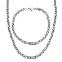 Fashion Stainless Steel Jewelry Sets Unisex silver color 4mm Length Approx 24 Inch Sold By Set