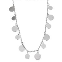 Stainless Steel Jewelry Necklace, with 2 inch extender chain, for woman, more colors for choice, 8x9mm,6x7mm,1.5mm, Sold Per Approx 17 Inch Strand