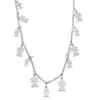 Stainless Steel Jewelry Necklace, with 2 inch extender chain, for woman, silver color, 5x9mm,4x7mm,1.5mm, Sold Per Approx 17 Inch Strand