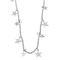 Stainless Steel Jewelry Necklace, with 2 inch extender chain, for woman, silver color, 8x8mm,5.5x6.5mm,1.5mm, Sold Per Approx 17 Inch Strand