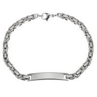 Stainless Steel smycken Armband, ROSTFRITT STÅL, Unisex, ursprungliga färgen, 34x6mm,4mm, Såld Per Ca 8.5 inch Strand