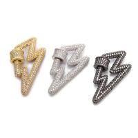 Brass Carabiner Key Ring, Lightning Symbol, plated, DIY & micro pave cubic zirconia, more colors for choice, 8x33.50mm, 5PCs/Lot, Sold By Lot