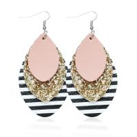 PU Leather Drop Earring, plated, fashion jewelry & different styles for choice & for woman, more colors for choice, Sold By Pair