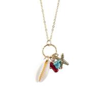 Zinc Alloy smykker halskæde, med Koral & turkis & Shell, med 1.96 inch extender kæde, forgyldt, for kvinde, flere farver til valg, Længde Ca. 17.72 inch, 5Strands/Lot, Solgt af Lot