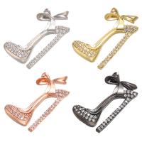 Cubic Zirconia Micro Pave Brass Pendant, Shoes, plated, DIY & micro pave cubic zirconia, more colors for choice, 14x3x23mm, Hole:Approx 1mm, 10PCs/Lot, Sold By Lot