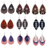 Øreringe smykker, PU, forgyldt, mode smykker & USA flag mønster & forskellige stilarter for valg & for kvinde, flere farver til valg, 80x40mm, Solgt af par