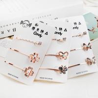 Hair Slide Zinc Alloy random style & durable & for woman & with rhinestone nickel lead & cadmium free Sold By Set