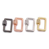 Brass Carabiner Key Ring, plated, DIY & micro pave cubic zirconia, metallic color plated, 21.50x14mm, 5PCs/Lot, Sold By Lot