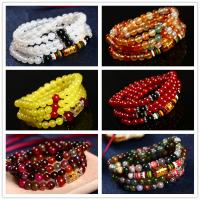 Gemstone Bracelets, Agate, Unisex & radiation protection, more colors for choice, 6mm, 108PCs/Strand, Sold By Strand